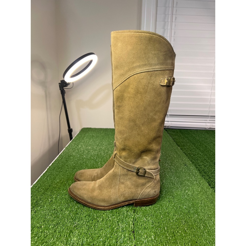Frye‎ Dorado 77562 Button Back Zip Tall Suede Boots Womens 7 Equestrian
